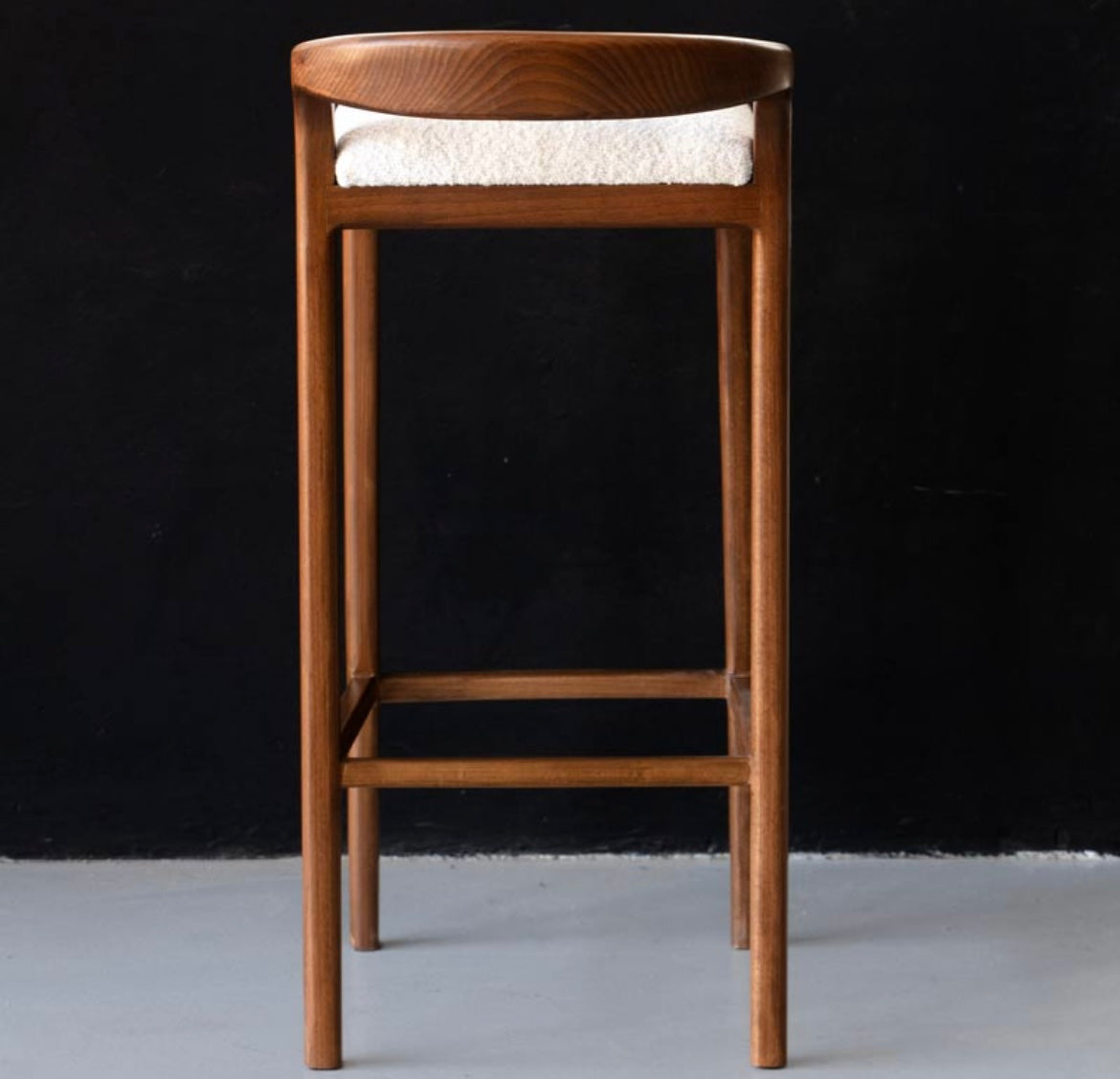 Tabouret de Bar Haut en Noyer & Assise Écru