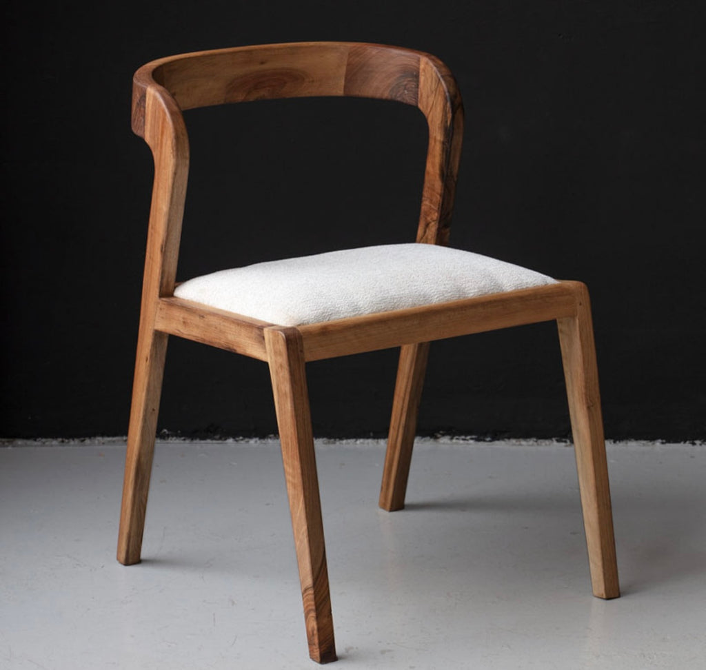 Chaise Design en Noyer & Assise Écru