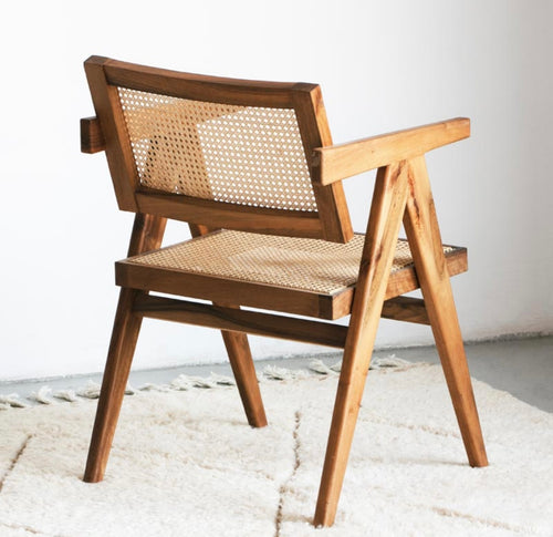 Chaise Vintage en Noyer & Cannage Naturel