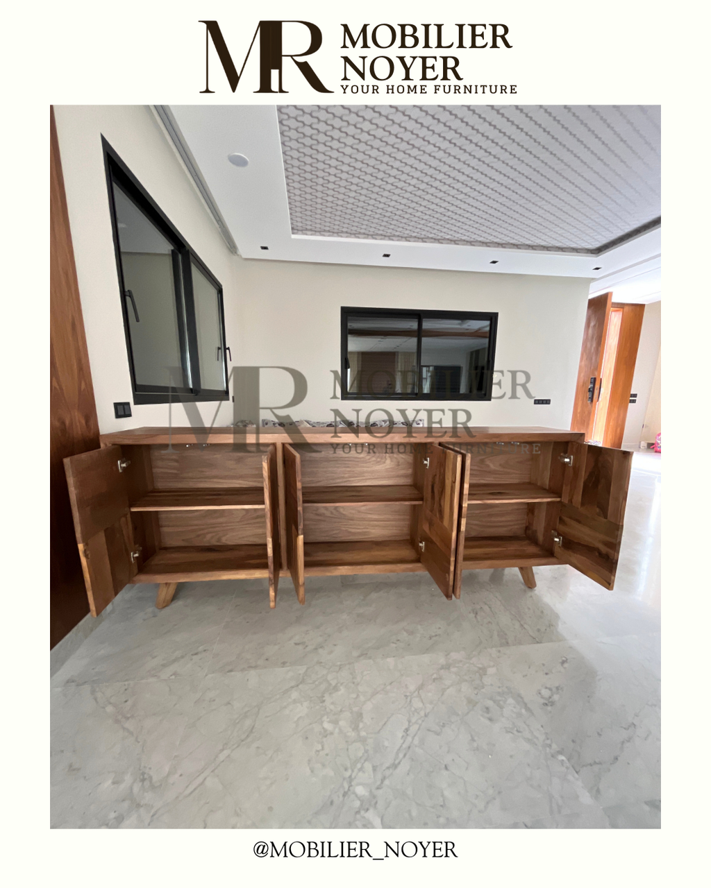 Grand Buffet Modernist en Noyer Massif