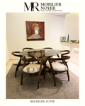 Ensemble Table à Manger Ronde en Noyer & Chaises Assorties