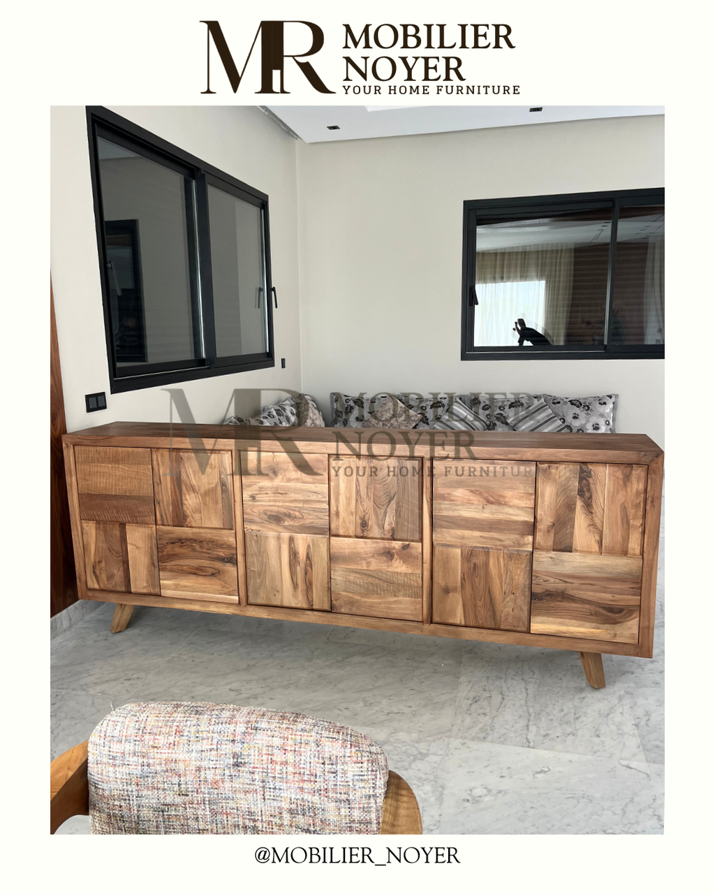 Grand Buffet Modernist en Noyer Massif
