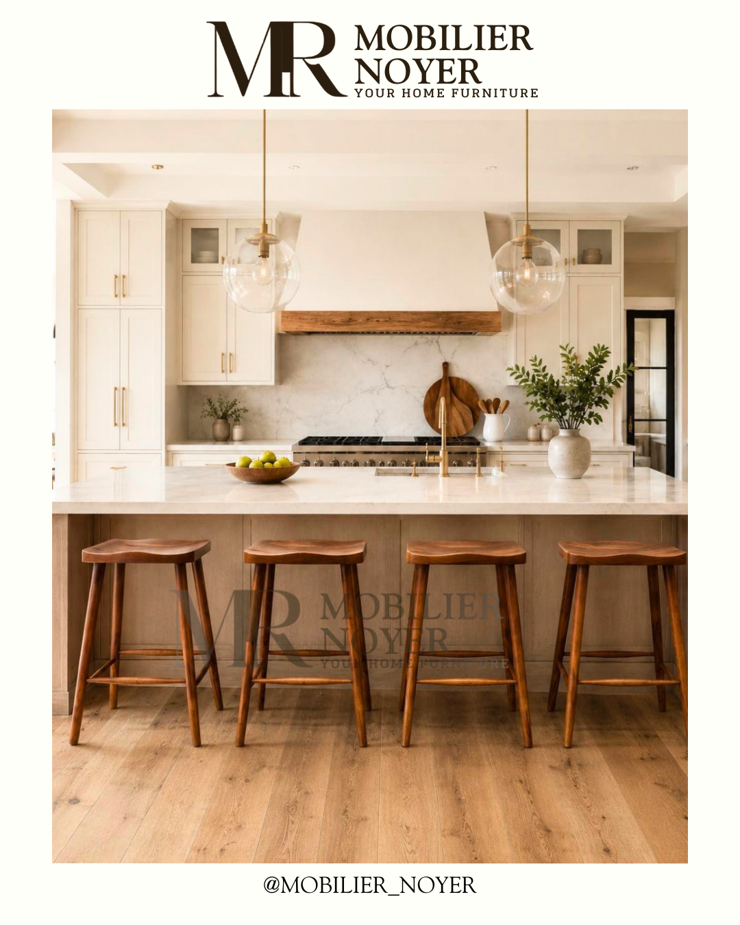 Tabouret de Bar Minimaliste en Noyer Massif